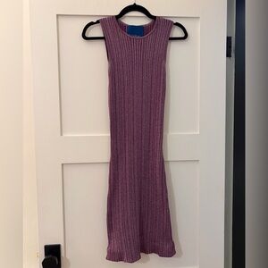Rib by Simon Miller Ribbed Metallic Knit Dress in Purple Disco | Size Large